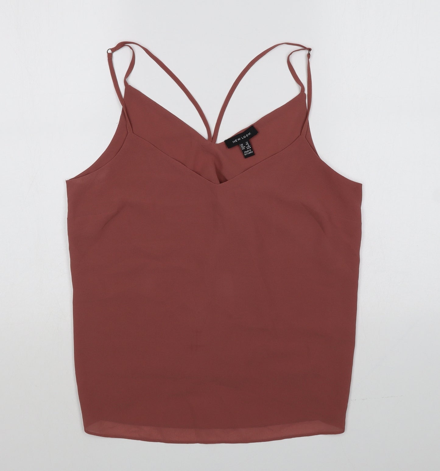 New Look Womens Pink Polyester Camisole Tank Size 12 V-Neck