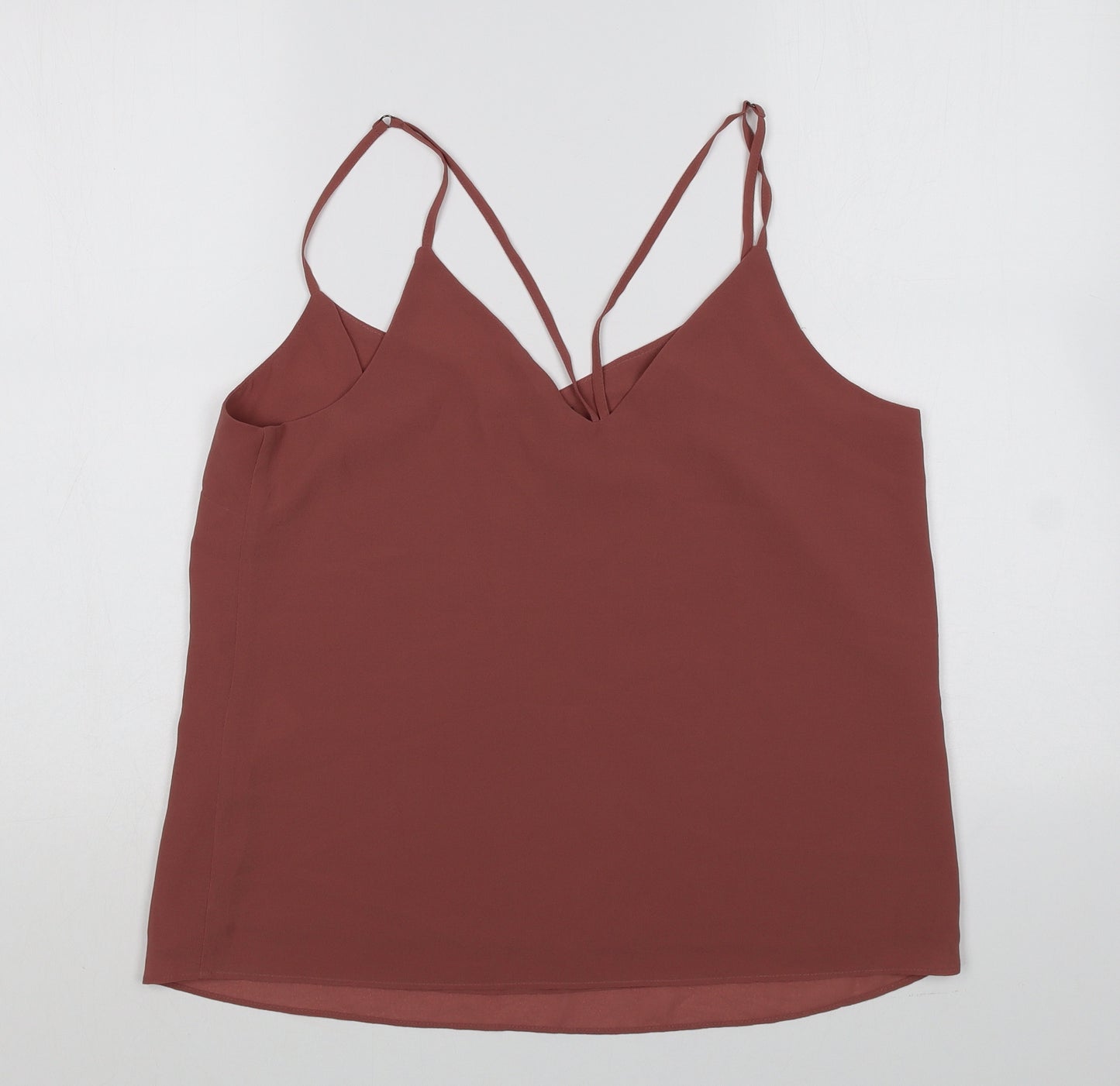 New Look Womens Pink Polyester Camisole Tank Size 12 V-Neck