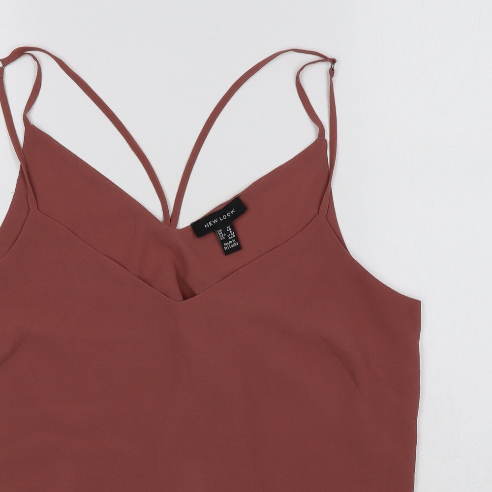 New Look Womens Pink Polyester Camisole Tank Size 12 V-Neck