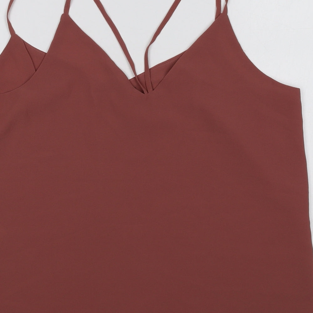 New Look Womens Pink Polyester Camisole Tank Size 12 V-Neck