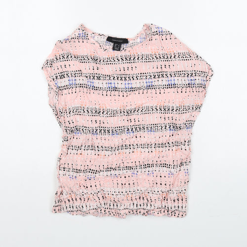Atmosphere Womens Pink Geometric Viscose Basic Blouse Size 6 Round Neck