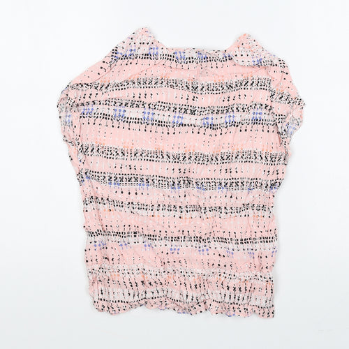 Atmosphere Womens Pink Geometric Viscose Basic Blouse Size 6 Round Neck