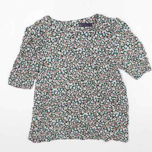 Marks and Spencer Womens Multicoloured Floral Viscose Basic Blouse Size 8 Round Neck