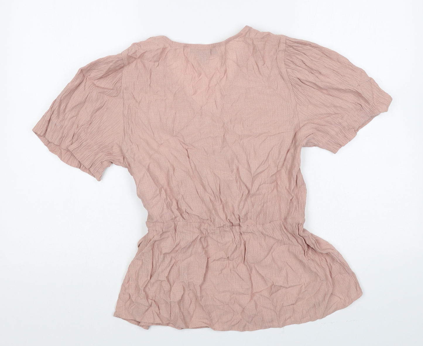 Primark Womens Pink Viscose Wrap Blouse Size 12 V-Neck