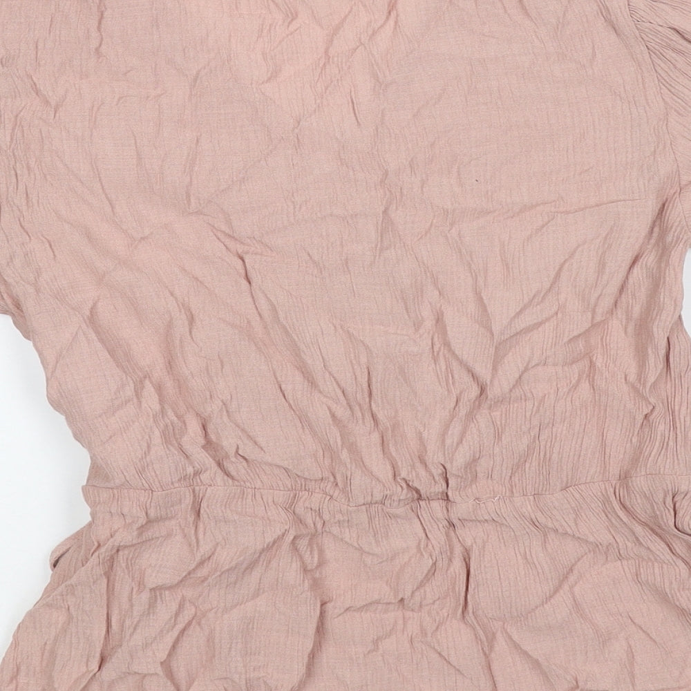 Primark Womens Pink Viscose Wrap Blouse Size 12 V-Neck