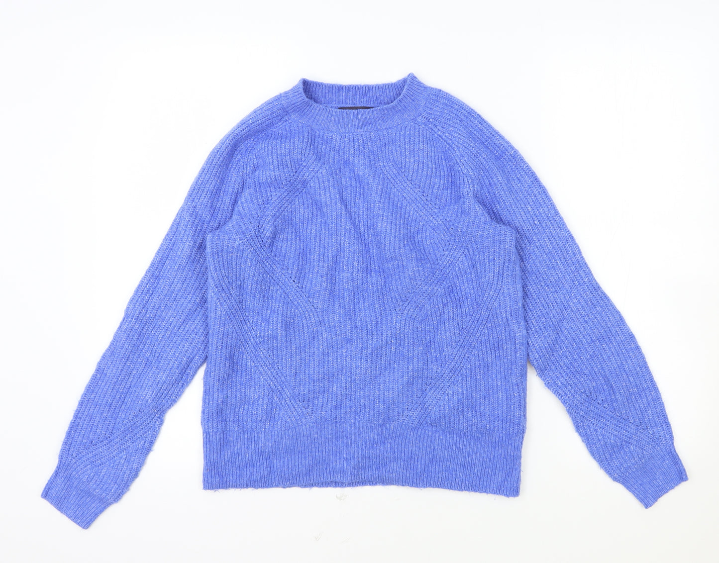 Marks and Spencer Womens Blue Round Neck Polyester Pullover Jumper Size XS