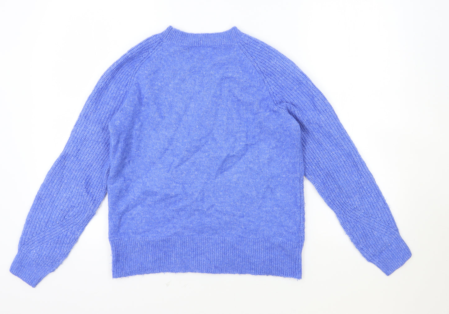 Marks and Spencer Womens Blue Round Neck Polyester Pullover Jumper Size XS