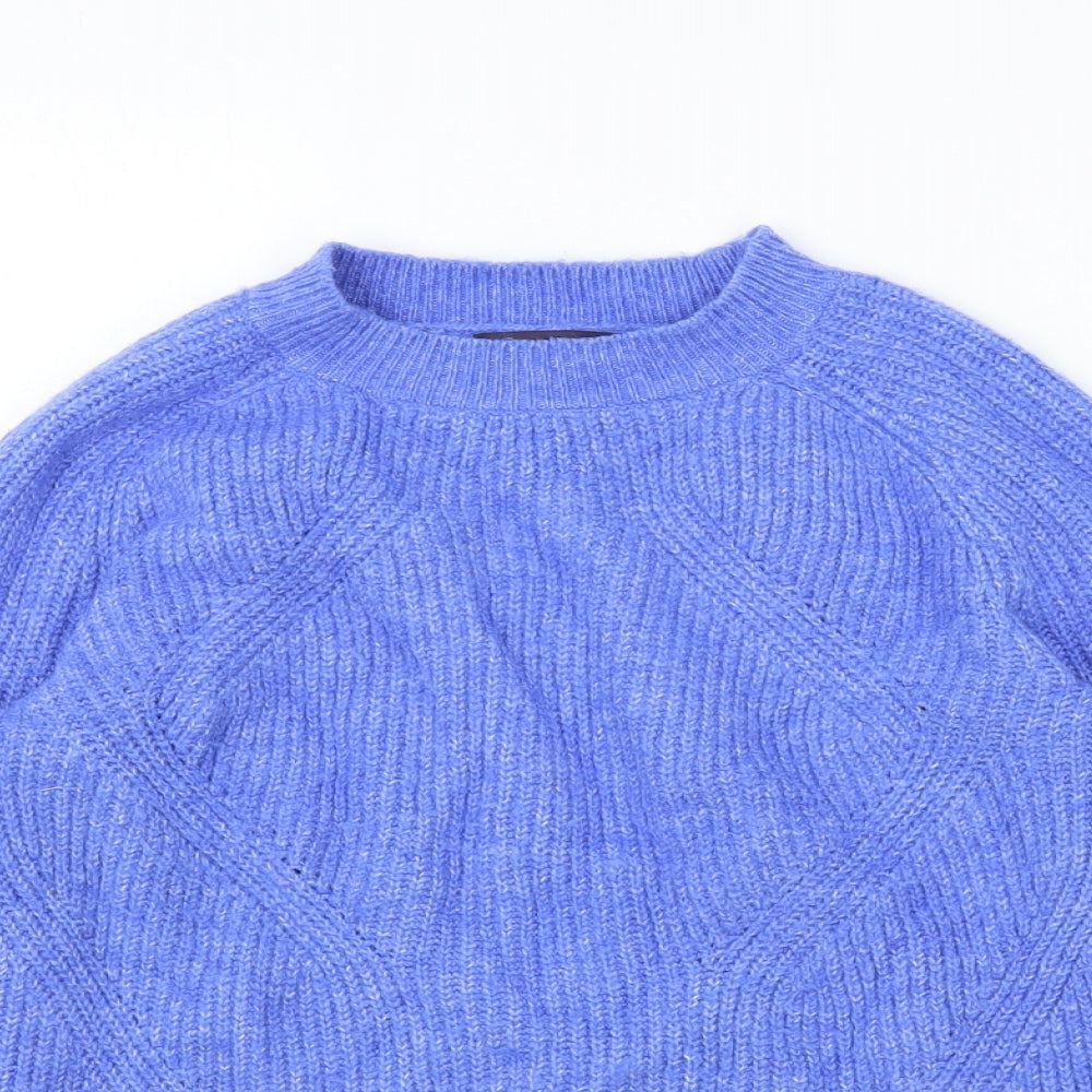 Marks and Spencer Womens Blue Round Neck Polyester Pullover Jumper Size XS