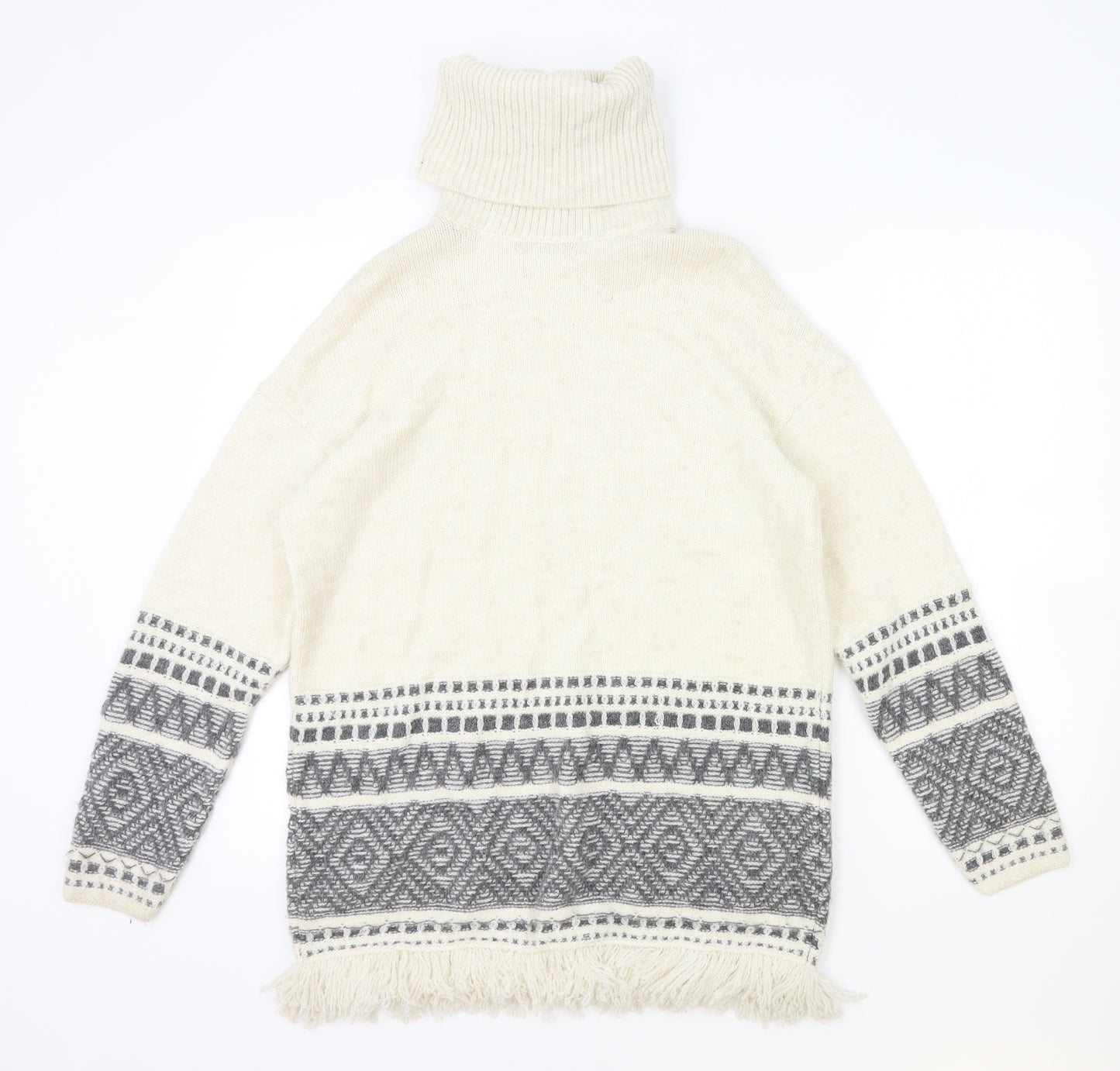 Not Yet Womens Ivory Roll Neck Polyester Pullover Jumper Size 40