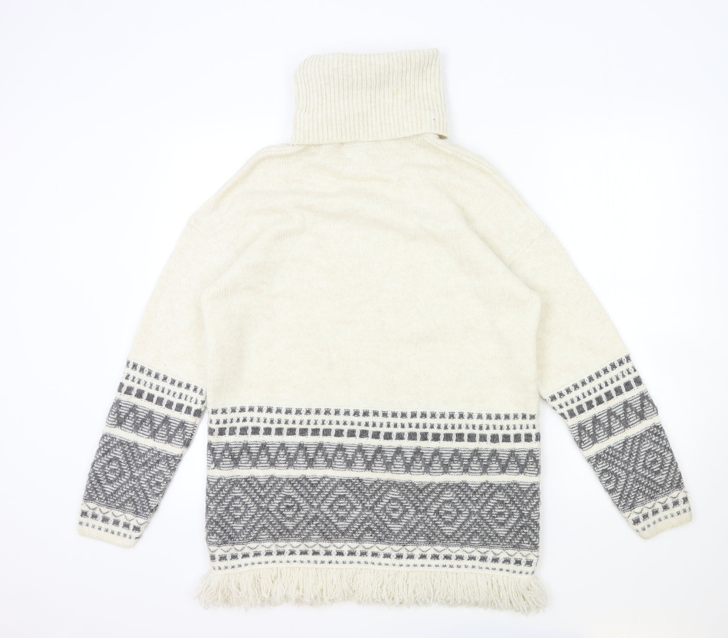 Not Yet Womens Ivory Roll Neck Polyester Pullover Jumper Size 40