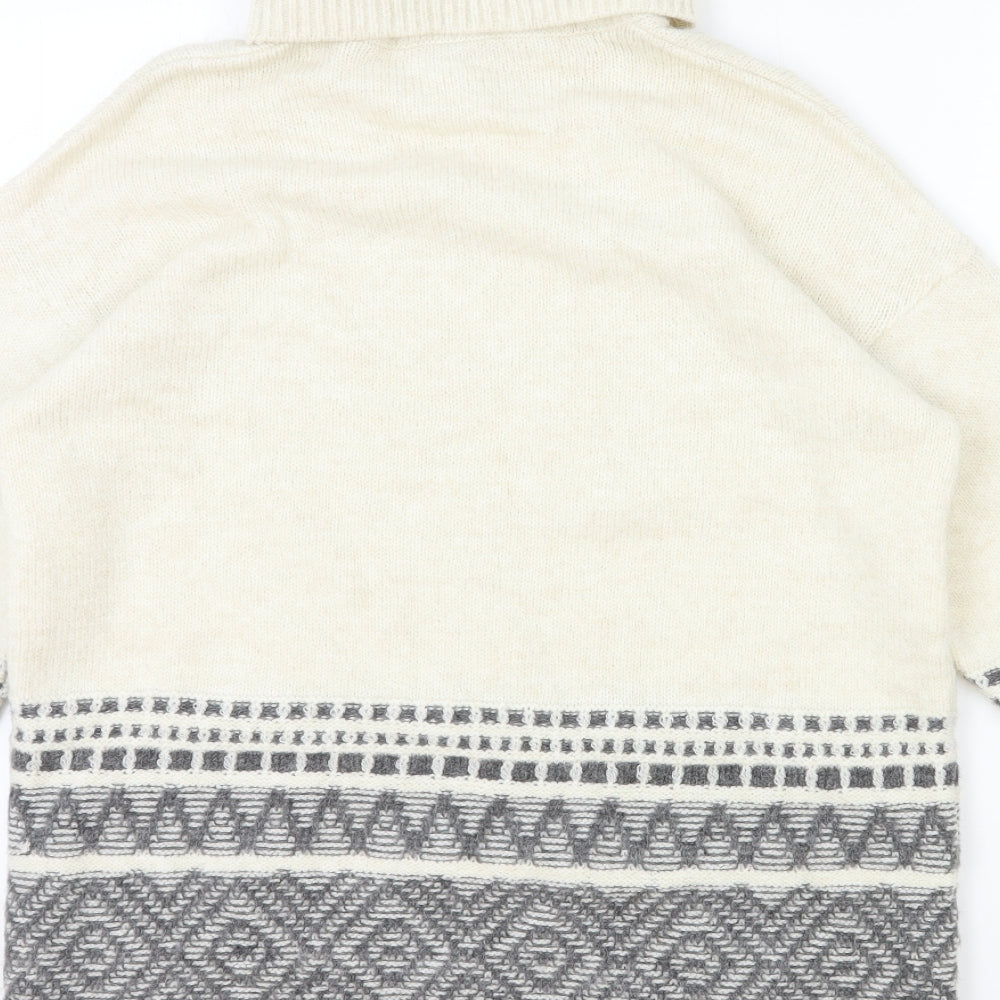 Not Yet Womens Ivory Roll Neck Polyester Pullover Jumper Size 40