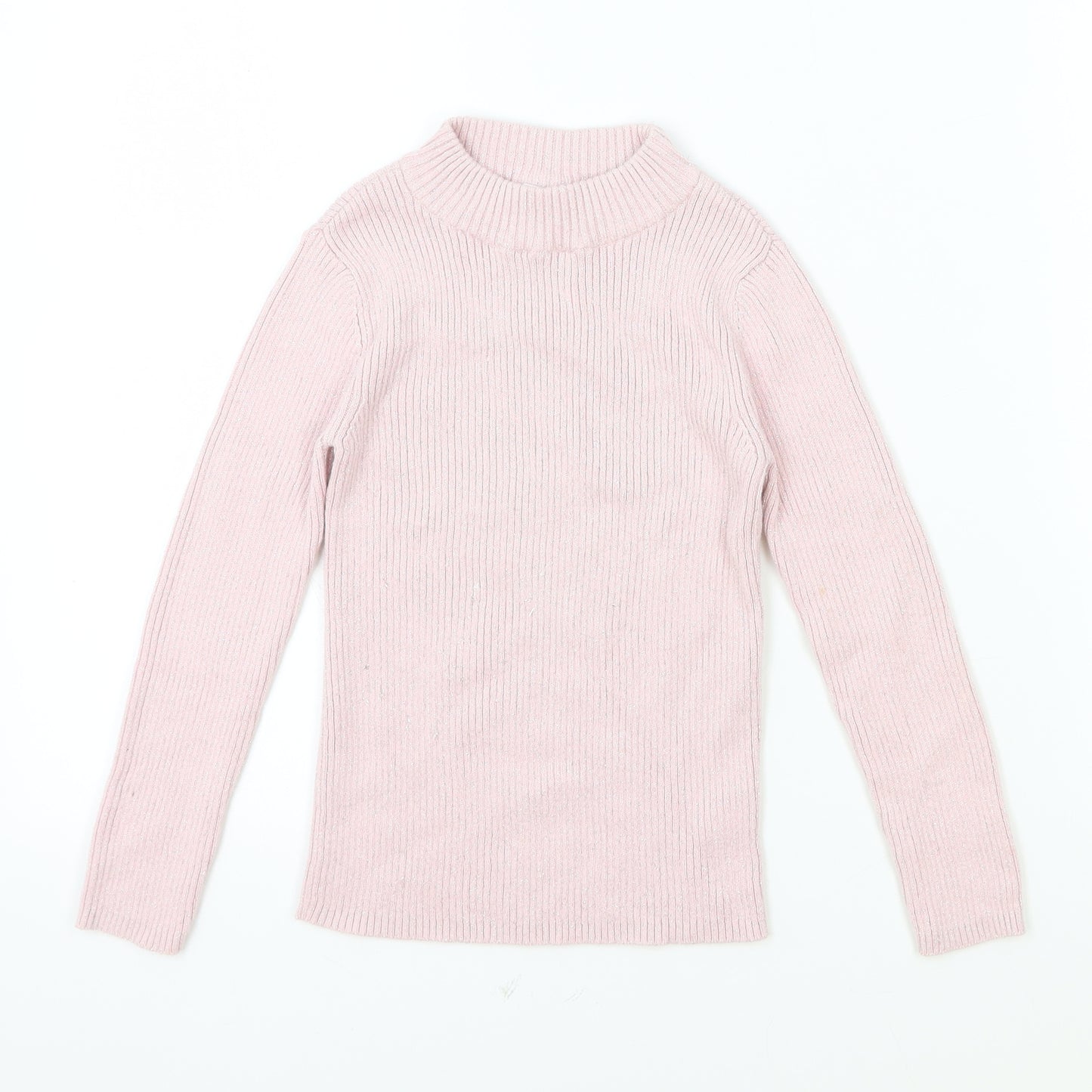 F&F Girls Pink Mock Neck Polyester Pullover Jumper Size 6-7 Years Pullover