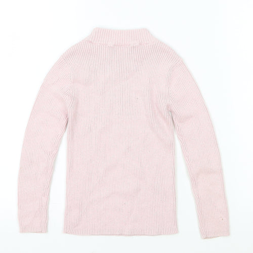 F&F Girls Pink Mock Neck Polyester Pullover Jumper Size 6-7 Years Pullover