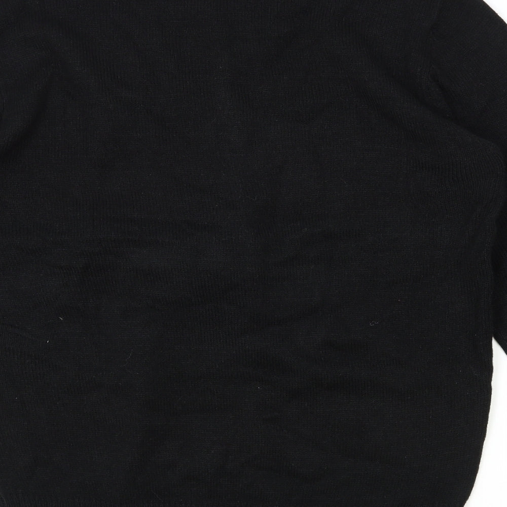 PEP&CO Mens Black Round Neck Polyester Pullover Jumper Size L - Christmas Reindeer
