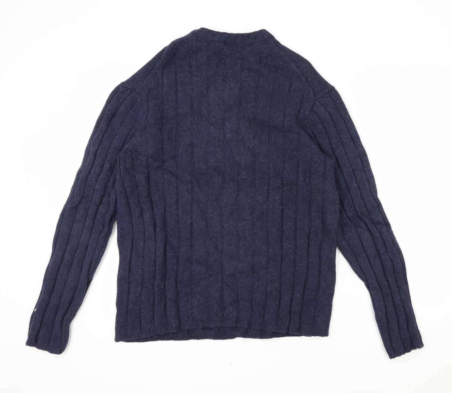 Gap Mens Blue V-Neck Wool Pullover Jumper Size L