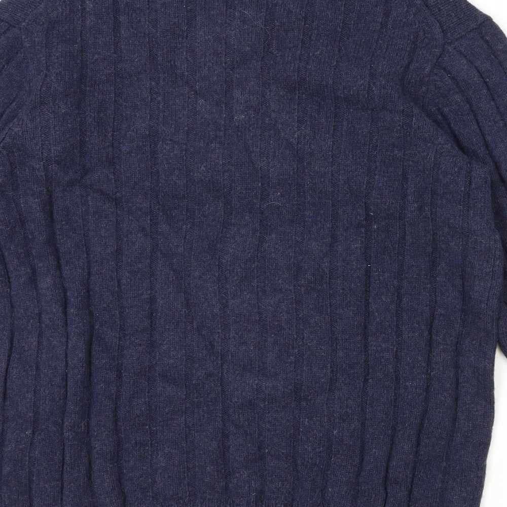 Gap Mens Blue V-Neck Wool Pullover Jumper Size L