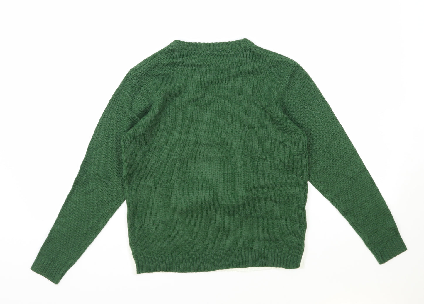 Lily & Dan Boys Green Round Neck Acrylic Pullover Jumper Size 11 Years Pullover