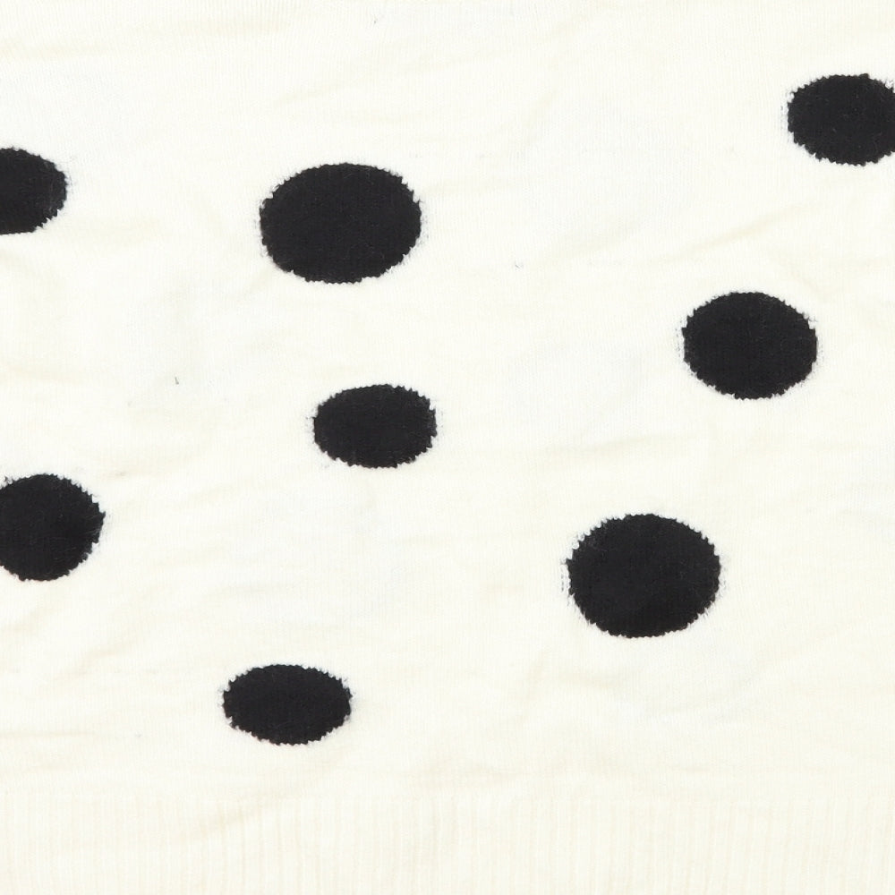 Marks and Spencer Womens White Round Neck Polka Dot Acrylic Pullover Jumper Size L