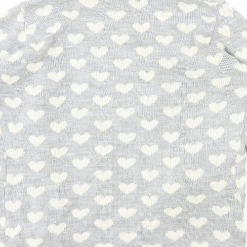 Club L Womens Grey V-Neck Geometric Acrylic Cardigan Jumper Size 12 - Love heart