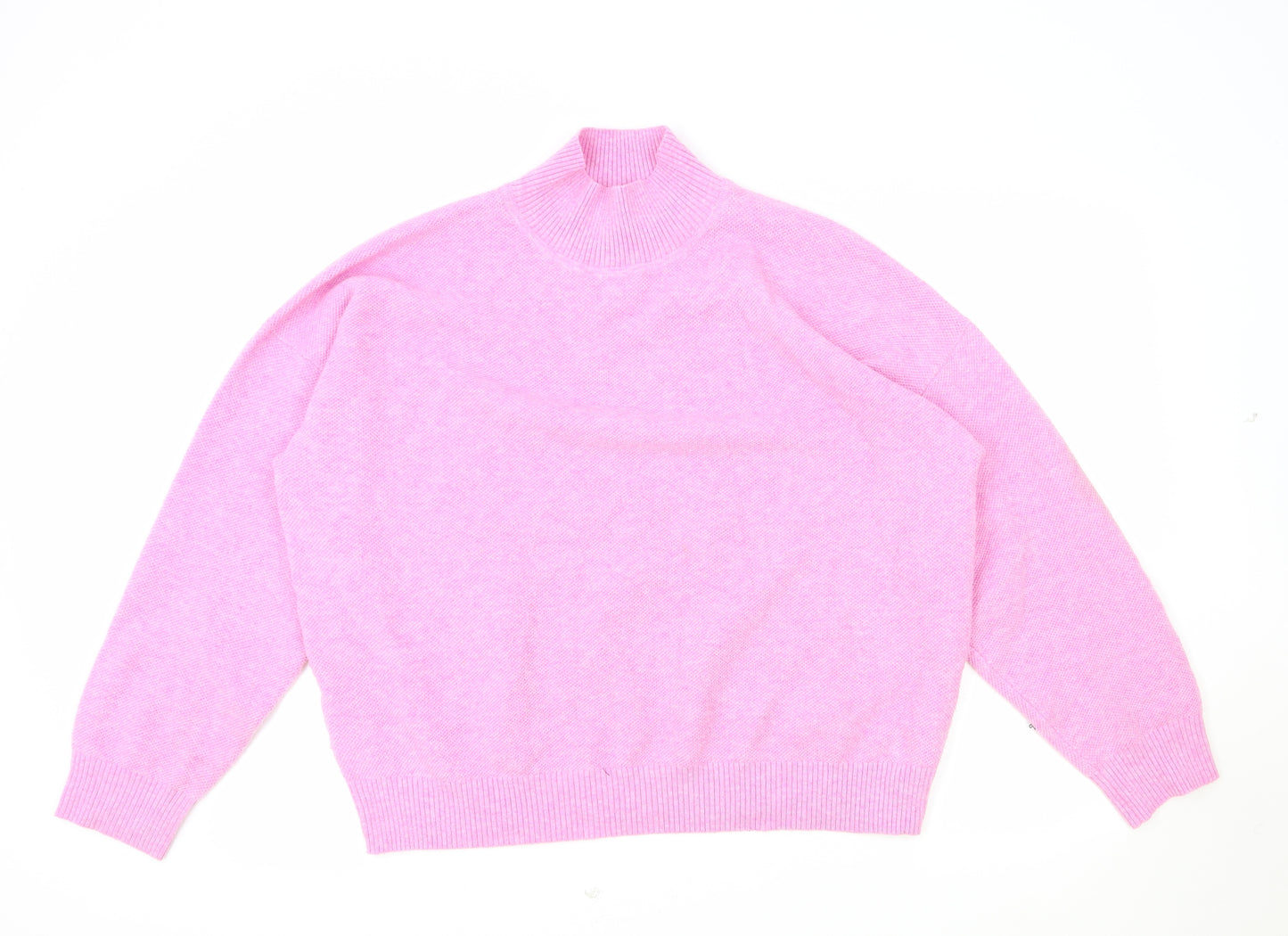 Marks and Spencer Womens Pink High Neck Polyester Pullover Jumper Size L