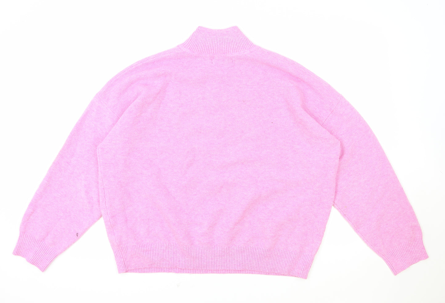 Marks and Spencer Womens Pink High Neck Polyester Pullover Jumper Size L