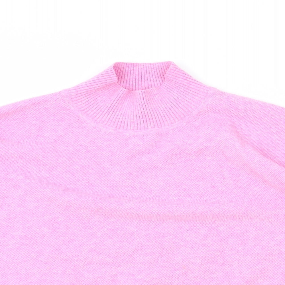 Marks and Spencer Womens Pink High Neck Polyester Pullover Jumper Size L