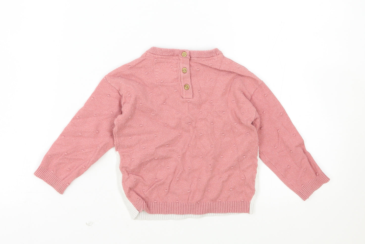 F&F Girls Pink Viscose Pullover Jumper Size 12-18 Months Button - Rabbit
