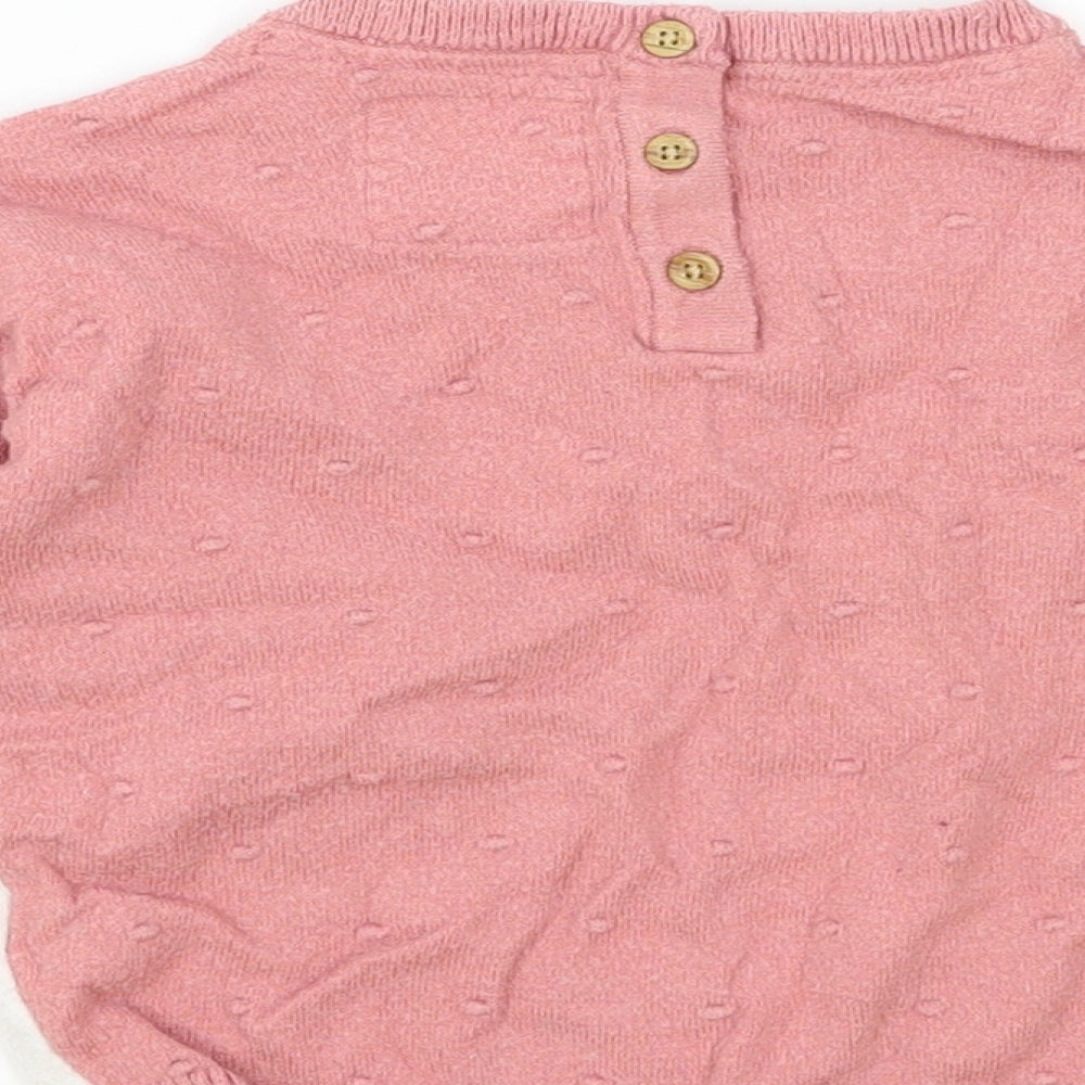 F&F Girls Pink Viscose Pullover Jumper Size 12-18 Months Button - Rabbit
