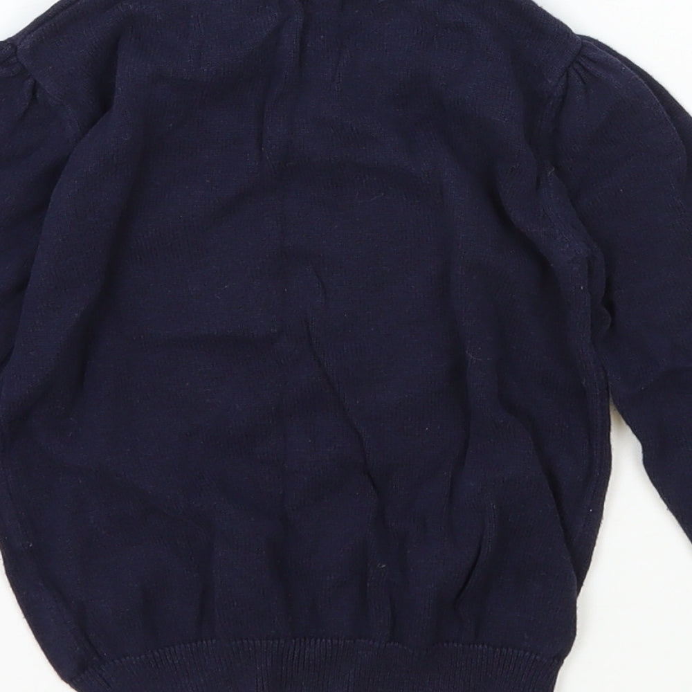 Young Dimensions Girls Blue Round Neck Cotton Pullover Jumper Size 4 Years Pullover - Butterfly