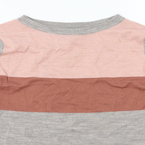 Cynthia Rowley Womens Grey Boat Neck Acrylic Pullover Jumper Size M - Colourblock