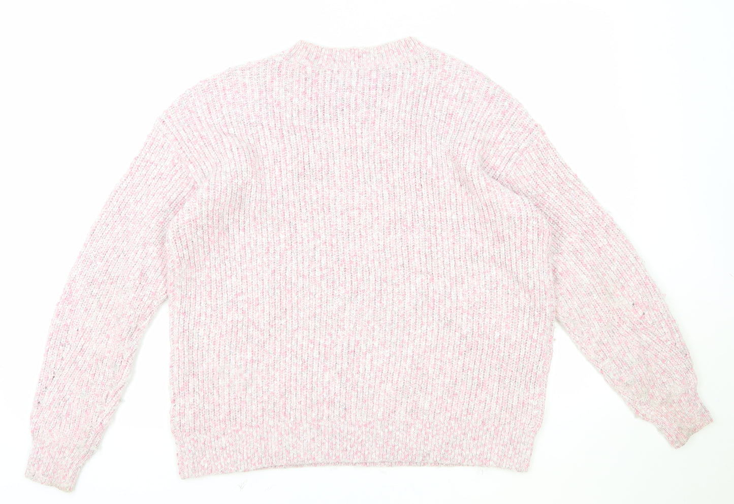 Marks and Spencer Womens Pink Round Neck Polyester Pullover Jumper Size M