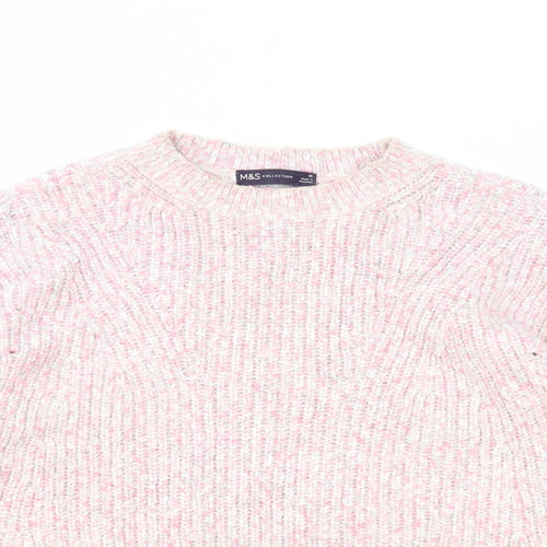 Marks and Spencer Womens Pink Round Neck Polyester Pullover Jumper Size M