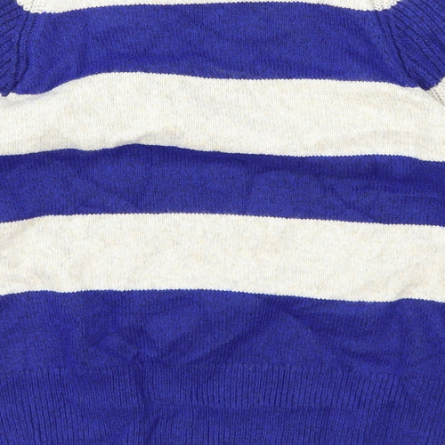 Marks and Spencer Womens Multicoloured Round Neck Striped Polyester Pullover Jumper Size S