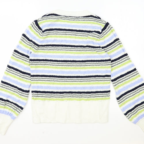 Marks and Spencer Womens Multicoloured Scoop Neck Striped Polyester Pullover Jumper Size S