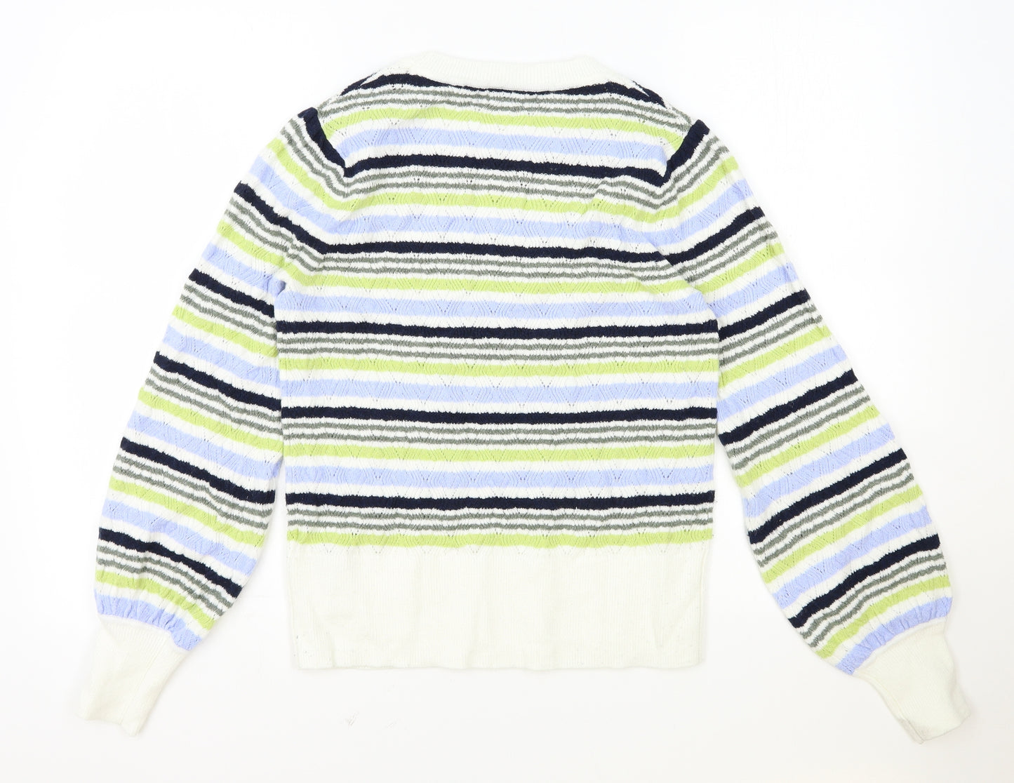 Marks and Spencer Womens Multicoloured Scoop Neck Striped Polyester Pullover Jumper Size S