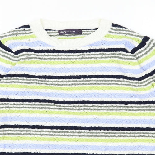 Marks and Spencer Womens Multicoloured Scoop Neck Striped Polyester Pullover Jumper Size S