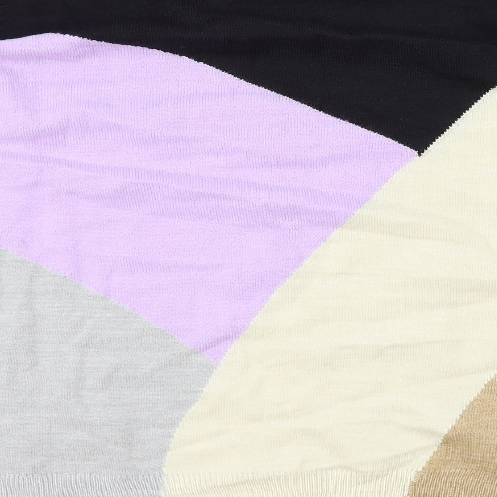 Marks and Spencer Womens Multicoloured Scoop Neck Acrylic Pullover Jumper Size 16 - Colourblock