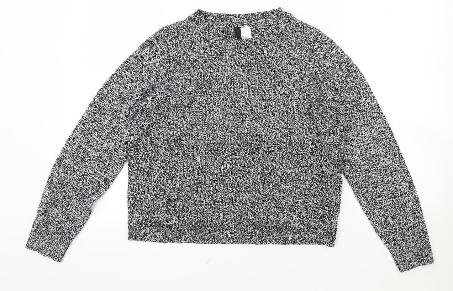 H&M Womens Grey Scoop Neck Acrylic Pullover Jumper Size S