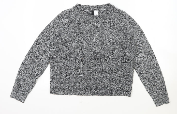 H&M Womens Grey Scoop Neck Acrylic Pullover Jumper Size S