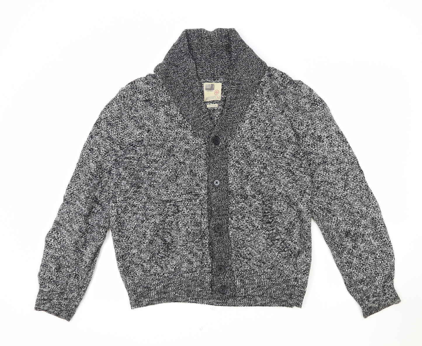 Marks and Spencer Mens Grey V-Neck Cotton Cardigan Jumper Size L