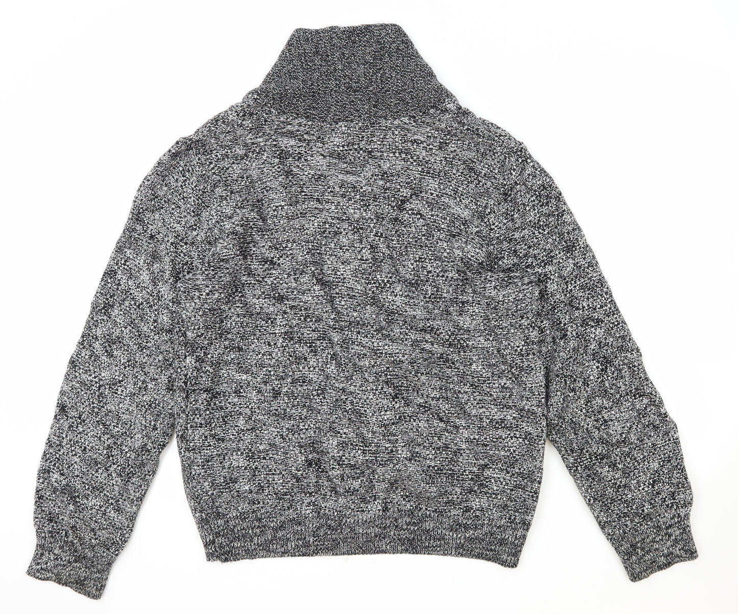 Marks and Spencer Mens Grey V-Neck Cotton Cardigan Jumper Size L