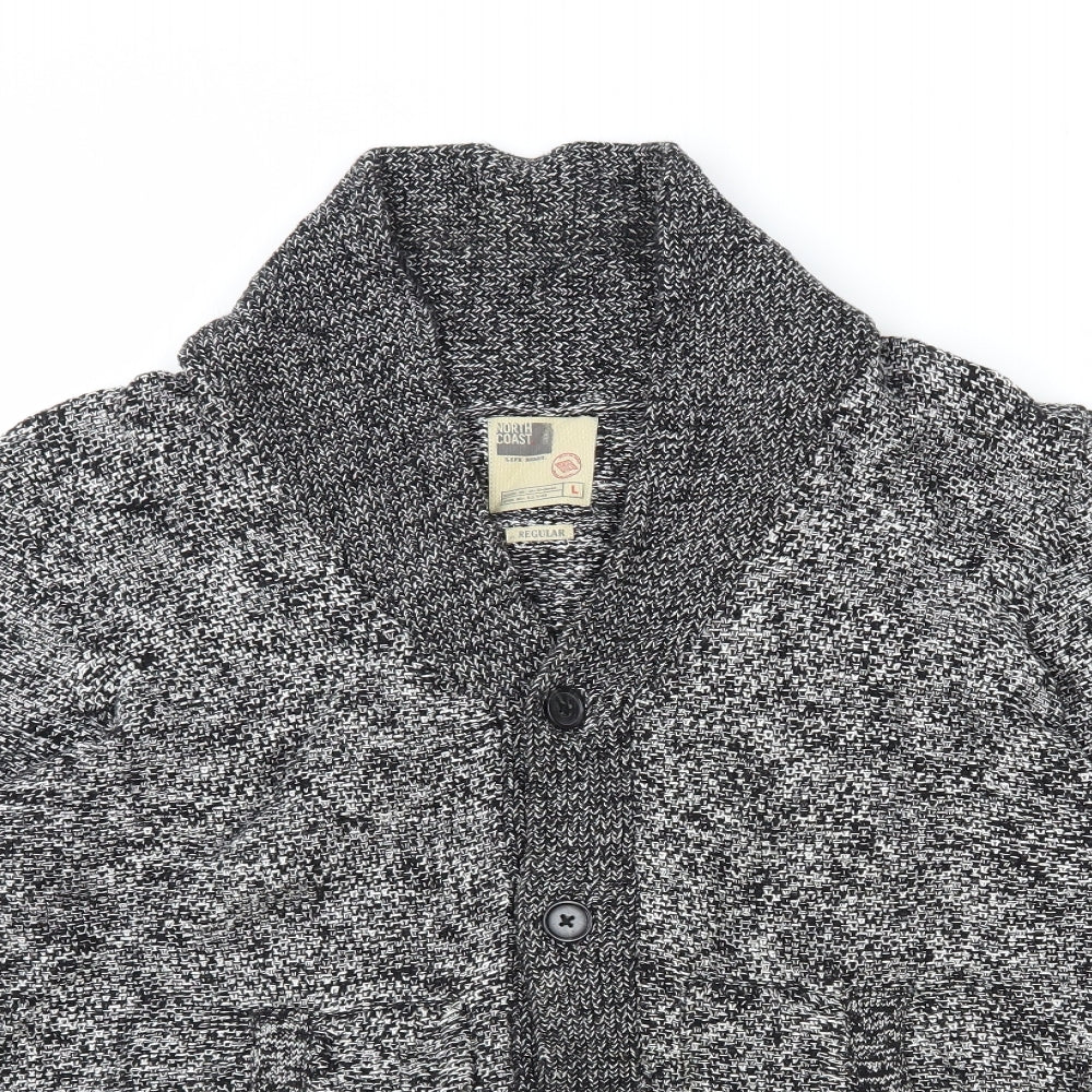 Marks and Spencer Mens Grey V-Neck Cotton Cardigan Jumper Size L