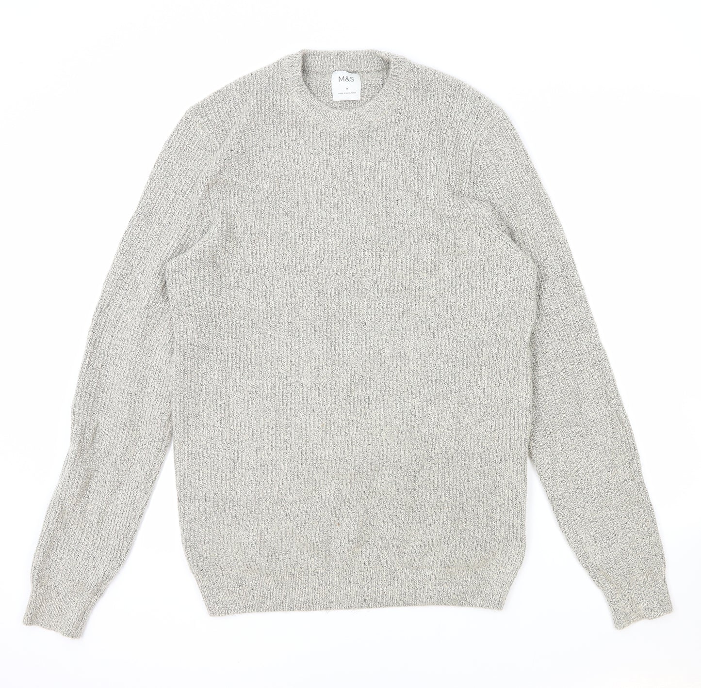 Marks and Spencer Mens Beige Round Neck Polyamide Pullover Jumper Size M