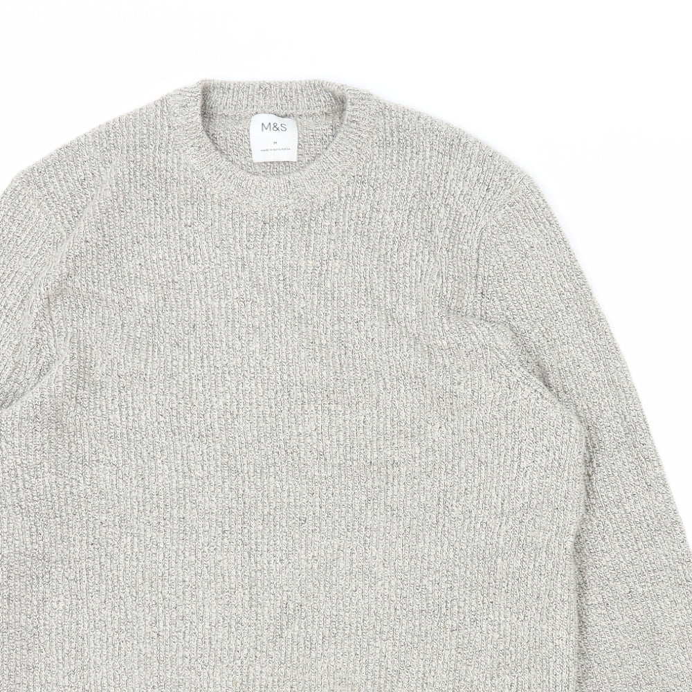 Marks and Spencer Mens Beige Round Neck Polyamide Pullover Jumper Size M