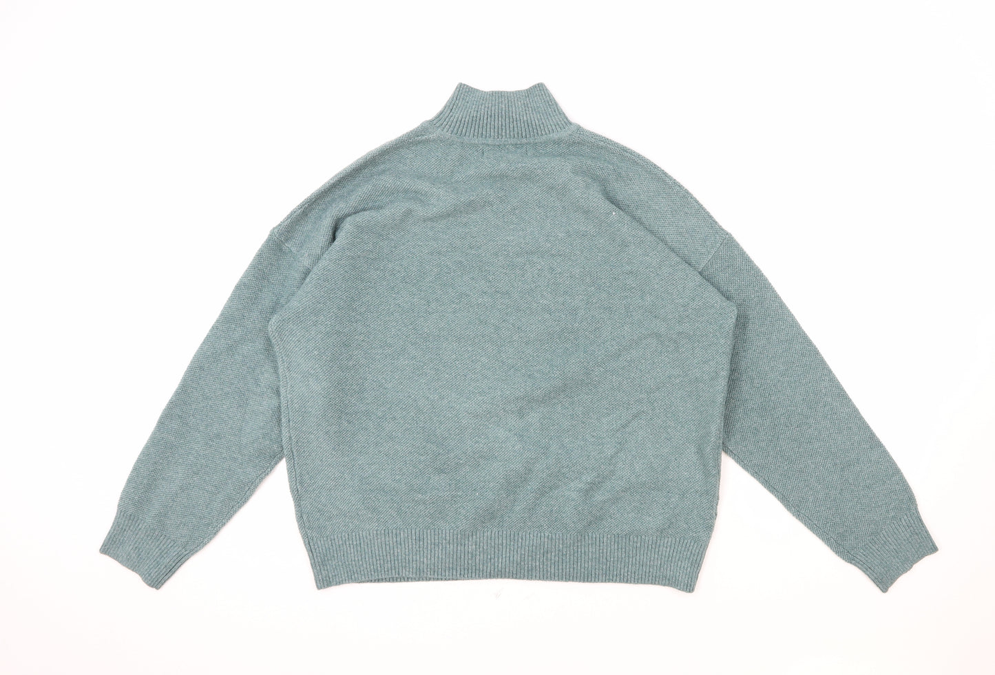 Marks and Spencer Womens Green Mock Neck Polyester Pullover Jumper Size M