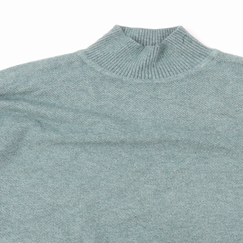 Marks and Spencer Womens Green Mock Neck Polyester Pullover Jumper Size M
