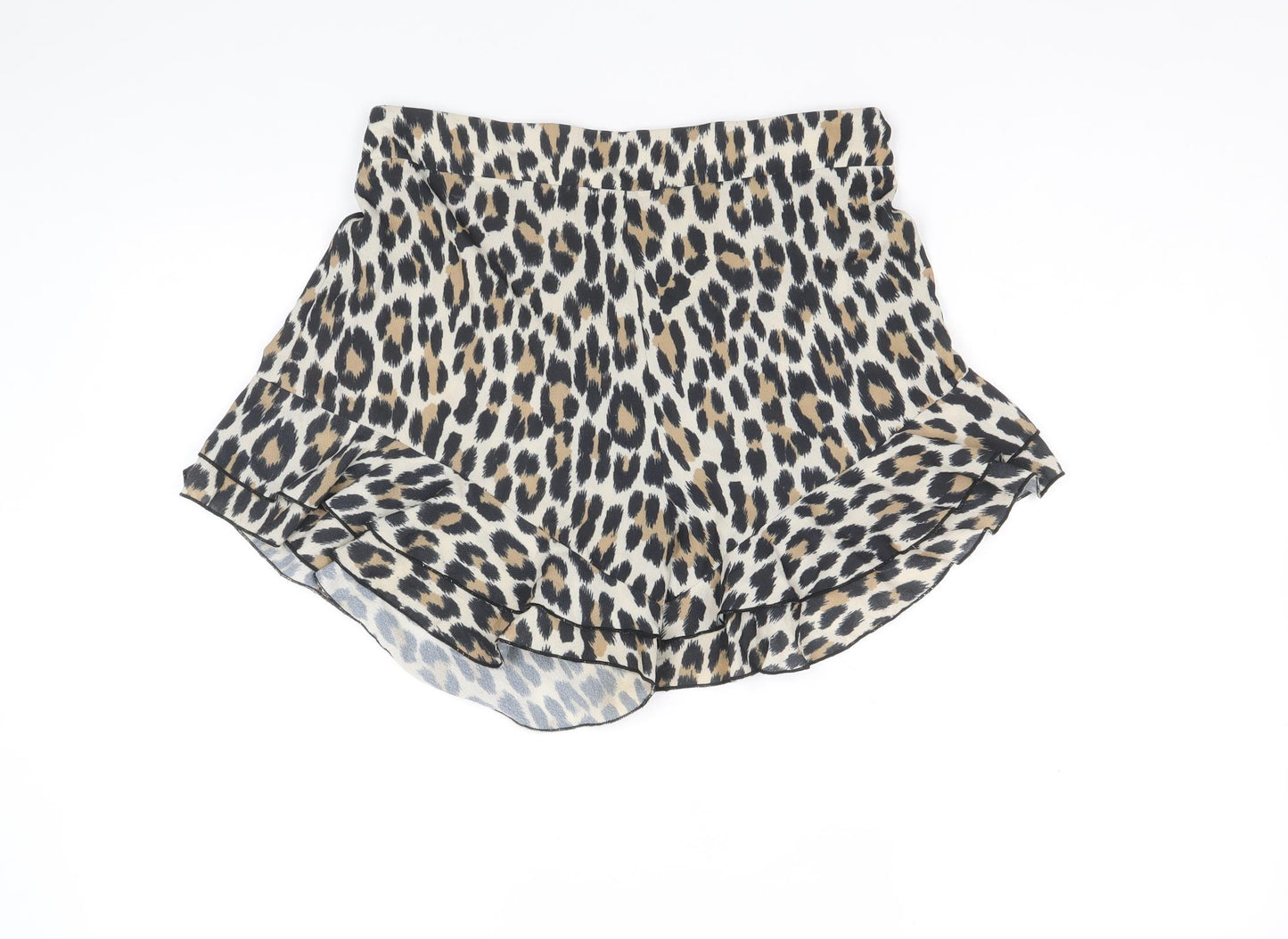 Select Womens Brown Animal Print Polyester Bermuda Shorts Size 10 Regular Pull On - Leopard Print