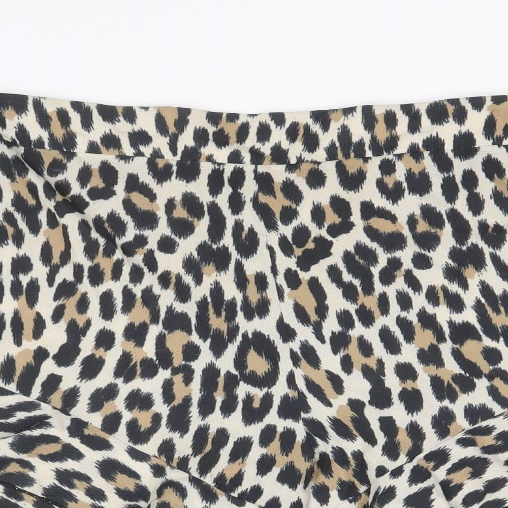 Select Womens Brown Animal Print Polyester Bermuda Shorts Size 10 Regular Pull On - Leopard Print