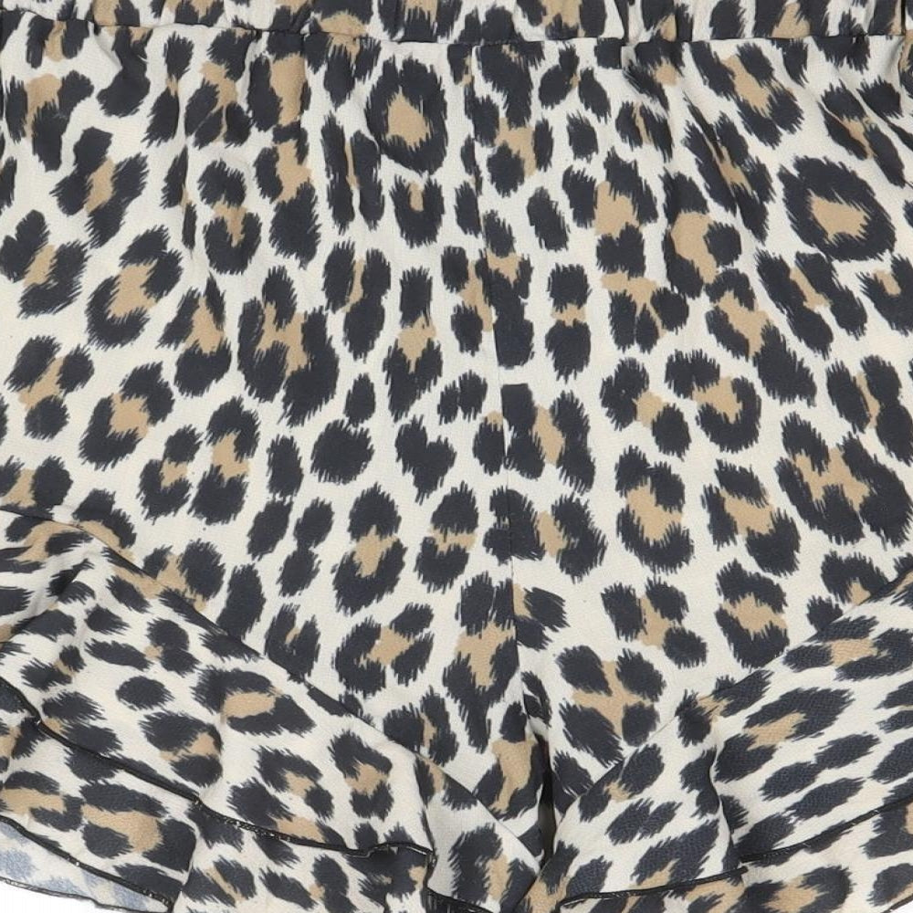 Select Womens Brown Animal Print Polyester Bermuda Shorts Size 10 Regular Pull On - Leopard Print