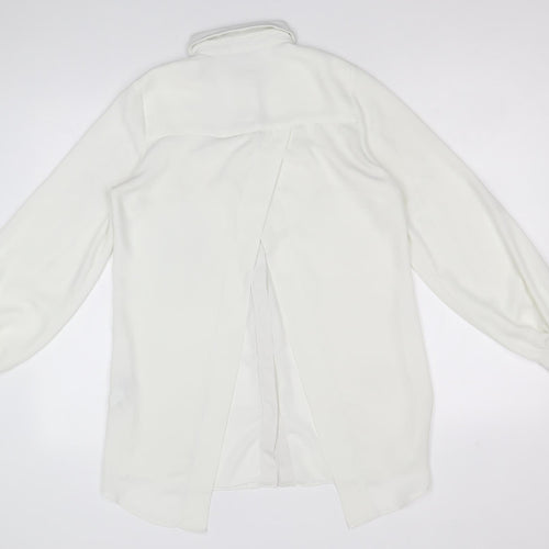 New Look Womens White Polyester Basic Button-Up Size 8 V-Neck